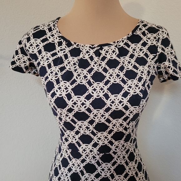 Talbots Navy and White Fit and Flare Dress - Picture 4 of 7